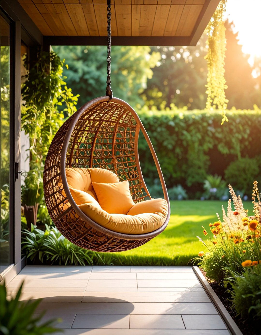 Hanging Pod Chairs - 40 Cozy Outdoor Seating Ideas for Your Backyard