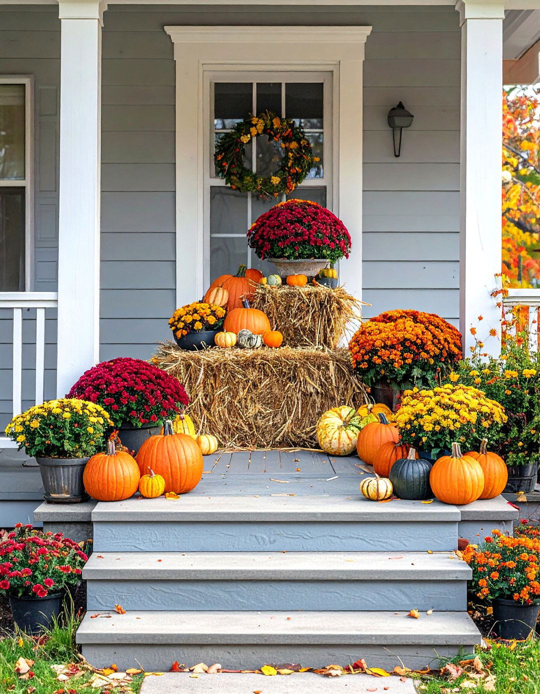 Hay Bale and Gourd Fall Planter - 40 Fall Planter Ideas to Add Seasonal Charm