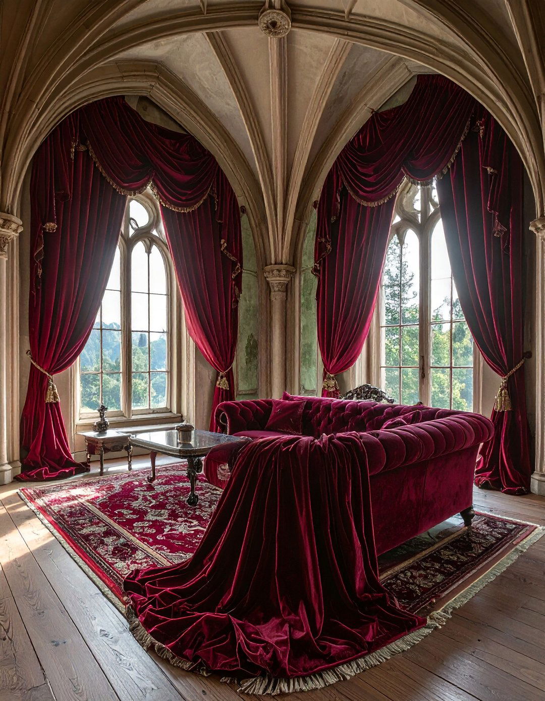 Heavy Drapery and Castle Textiles - 20 Castle Living Room Ideas for a Royal Ambiance