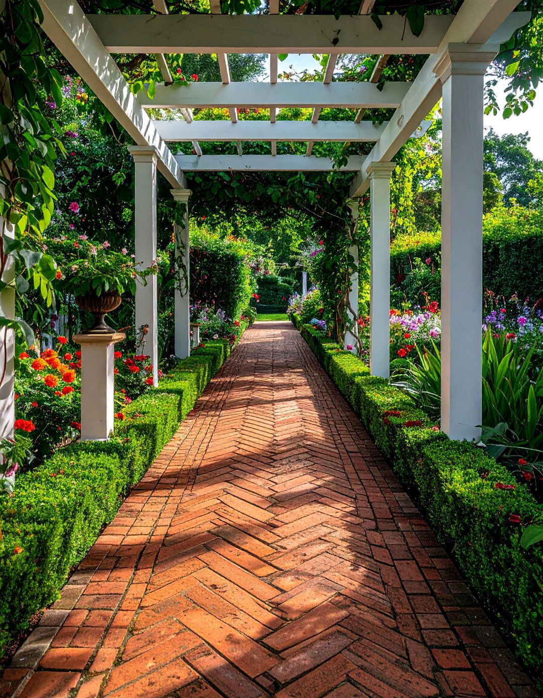 Herringbone Brick Garden Path - 30 Garden Path Ideas to Enhance Your Outdoor Space