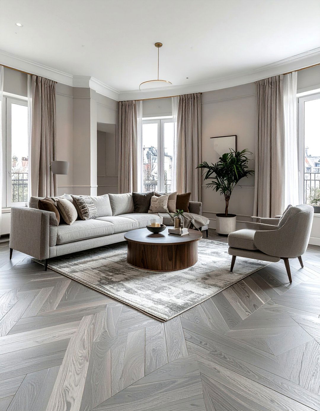 Herringbone Grey Wood Flooring Living Room - 25 Grey Flooring Living Room Ideas for Modern Homes
