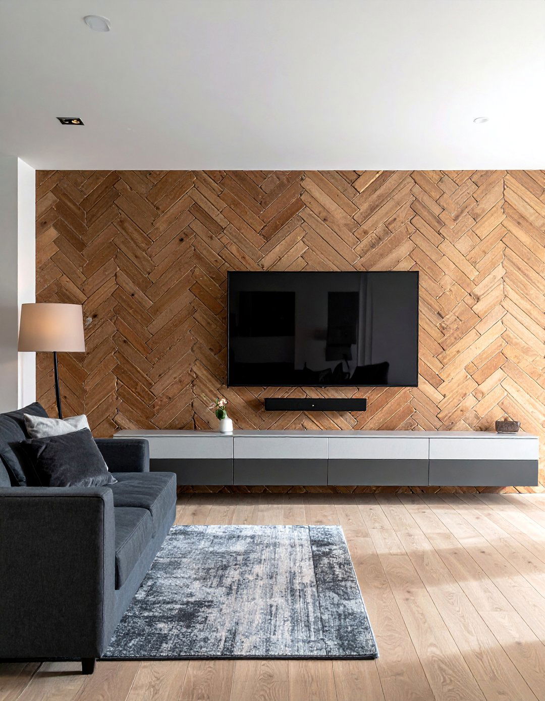 Herringbone Pattern Brick Accent Wall - 20 Brick Accent Wall Ideas for Modern Home Design