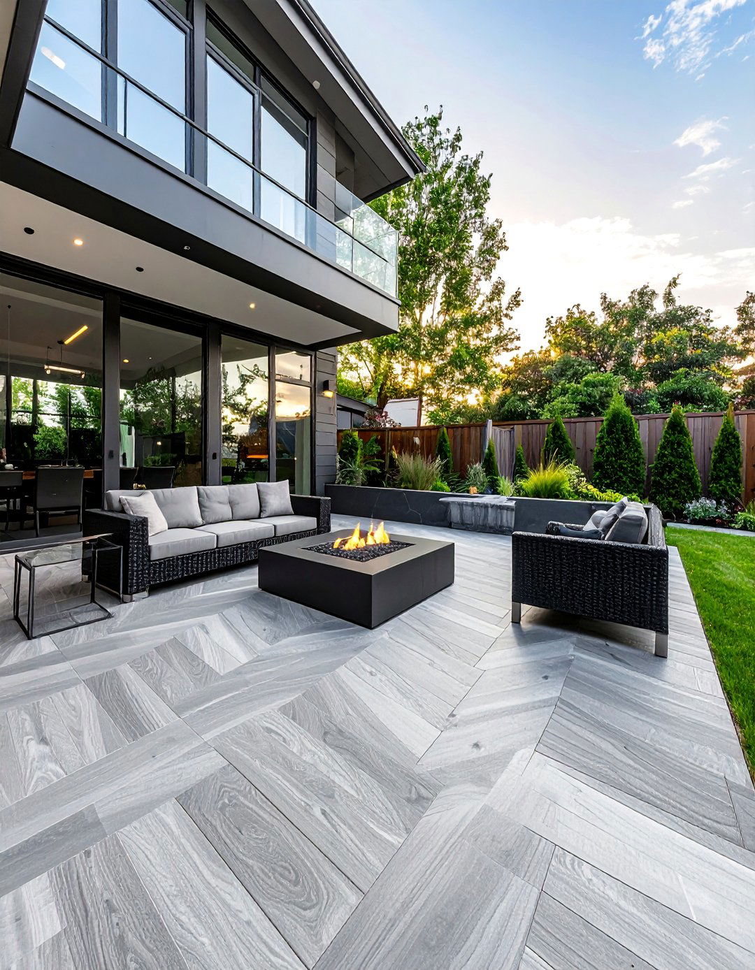 Herringbone Pattern Patio Tiles