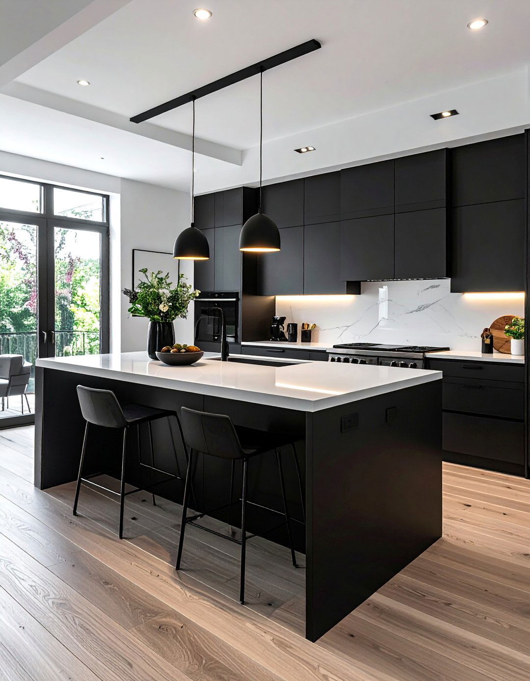 High Contrast Drama - 40 Kitchen Island Ideas for Spacious Kitchens