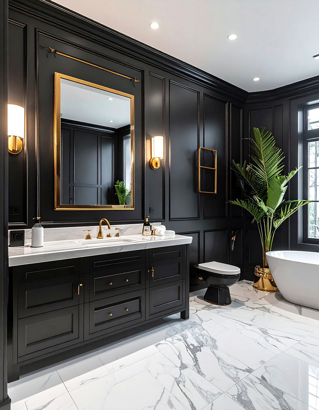 High Gloss Finish Powder Room Wainscoting - 25 Powder Room Wainscoting Ideas for a Stylish Bathroom