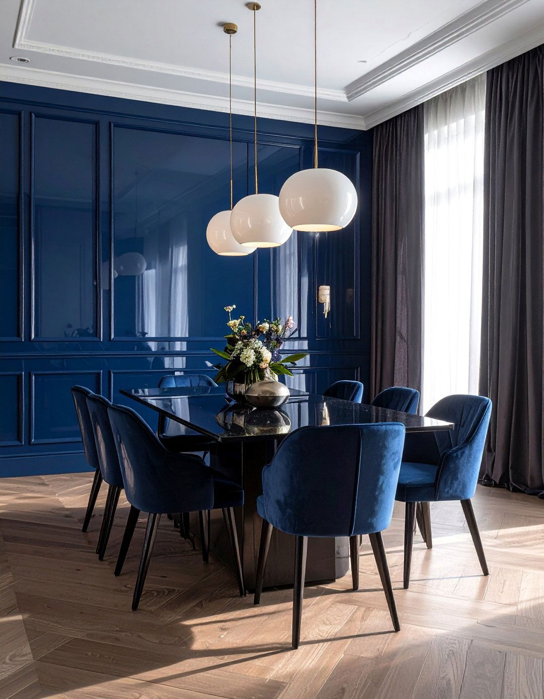 High Gloss Sophistication - 25 Dining Room Wall Paneling Ideas to Elevate Your Space