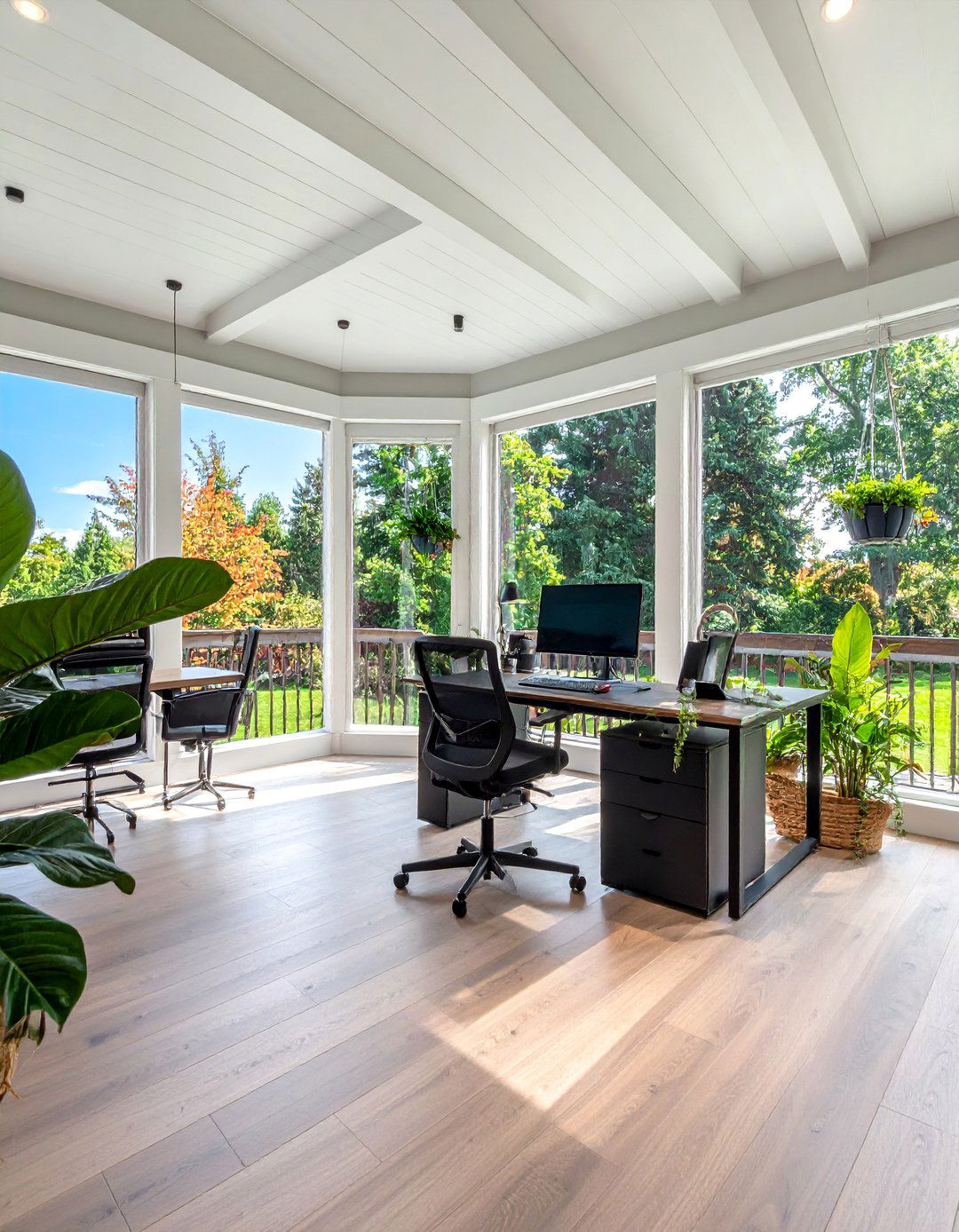 Home Office Productivity Hub - 35 Three Season Porch Ideas for Year-Round Comfort