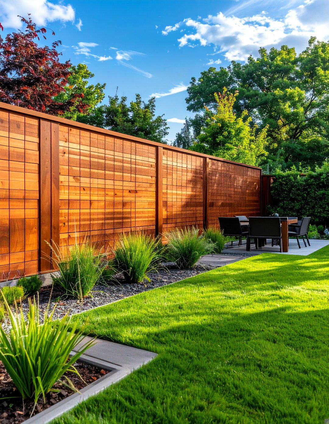 Horizontal Slat Cedar Garden Fence - 40 Garden Fence Ideas to Enhance Your Outdoor Space