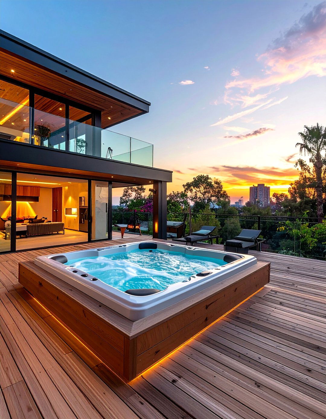 Hot Tub Deck with Spa Amenities - 20 Floating Deck Ideas for a Modern Outdoor Living Space