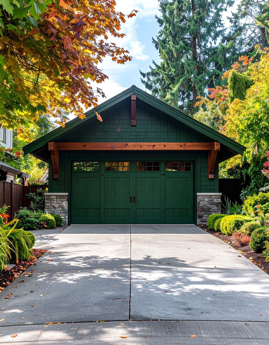 Hunter Green Garage Door for Craftsman Style - 20 Green Garage Door Ideas to Boost Curb Appeal