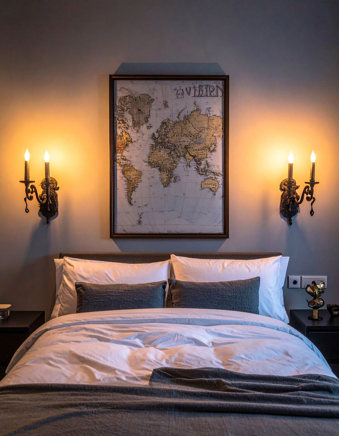 Illuminating a Dark Academia Bedroom with Candlestick Style Lighting - 25 Dark Academia Bedroom Ideas for a Moody, Intellectual Look