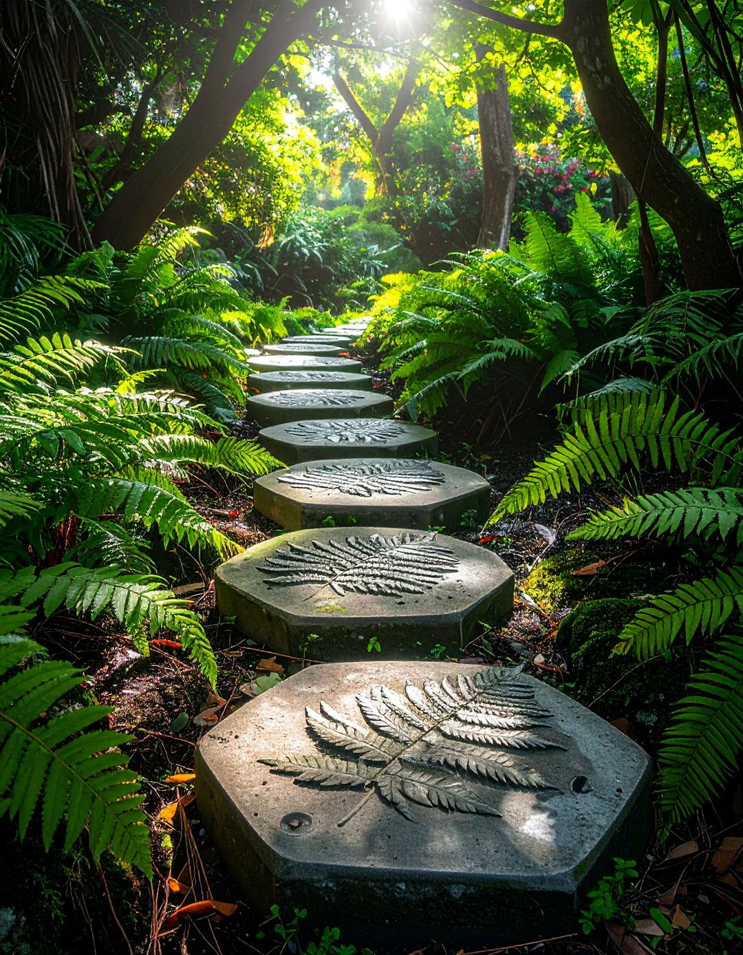 Imprinted Concrete with Natural Textures - 25 Concrete Garden Ideas to Enhance Your Outdoor Aesthetic