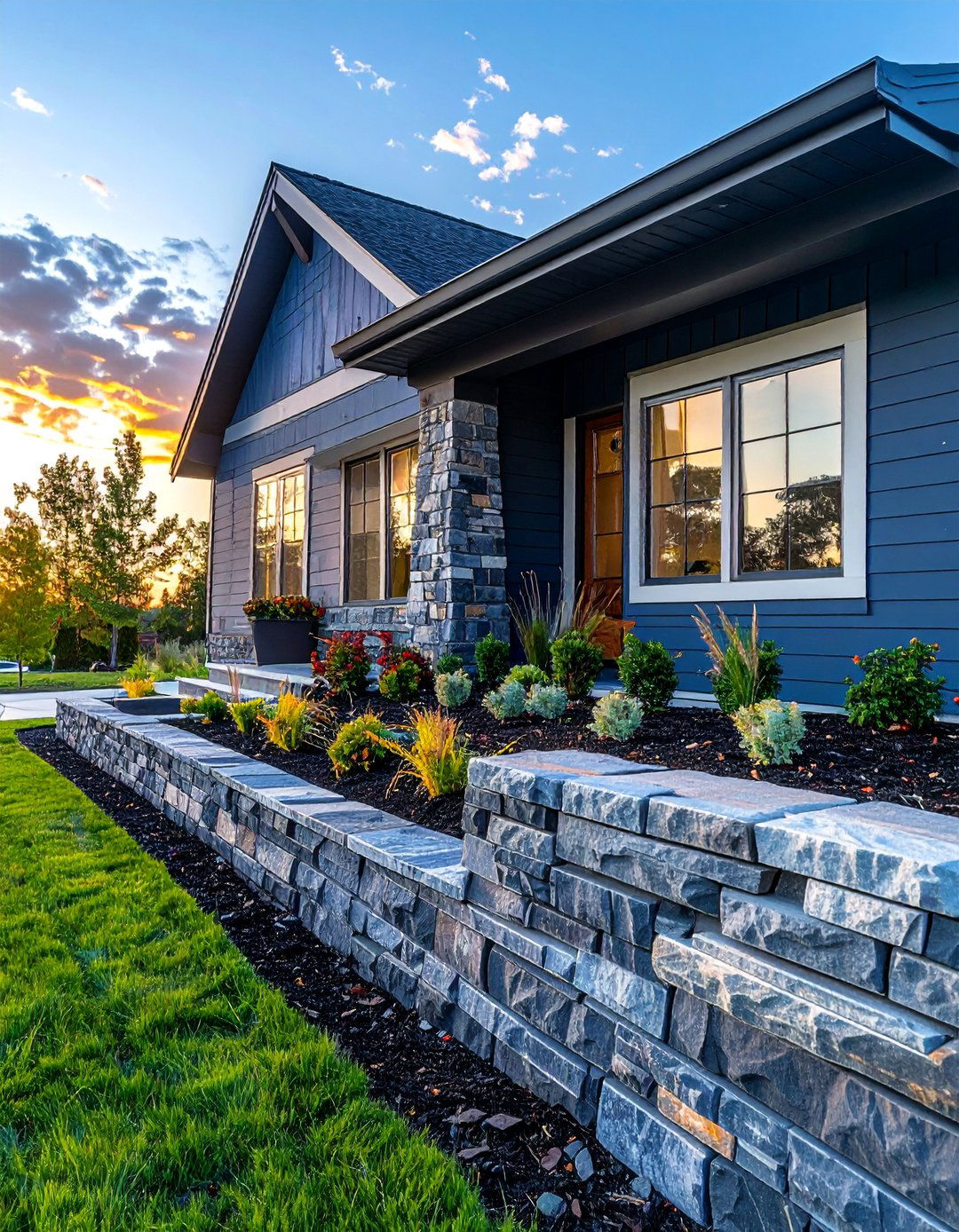 Incorporate a Stone Veneer Skirt on Your Ranch Home - 40 Curb Appeal Inspiration Ideas for Ranch Homes