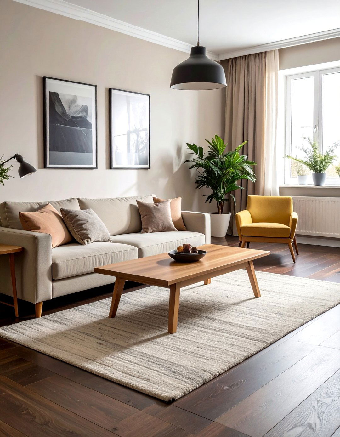 Incorporating Light Wood Furniture with Dark Brown Floors - 30 Dark Brown Floor Living Room Ideas for a Warm Ambiance