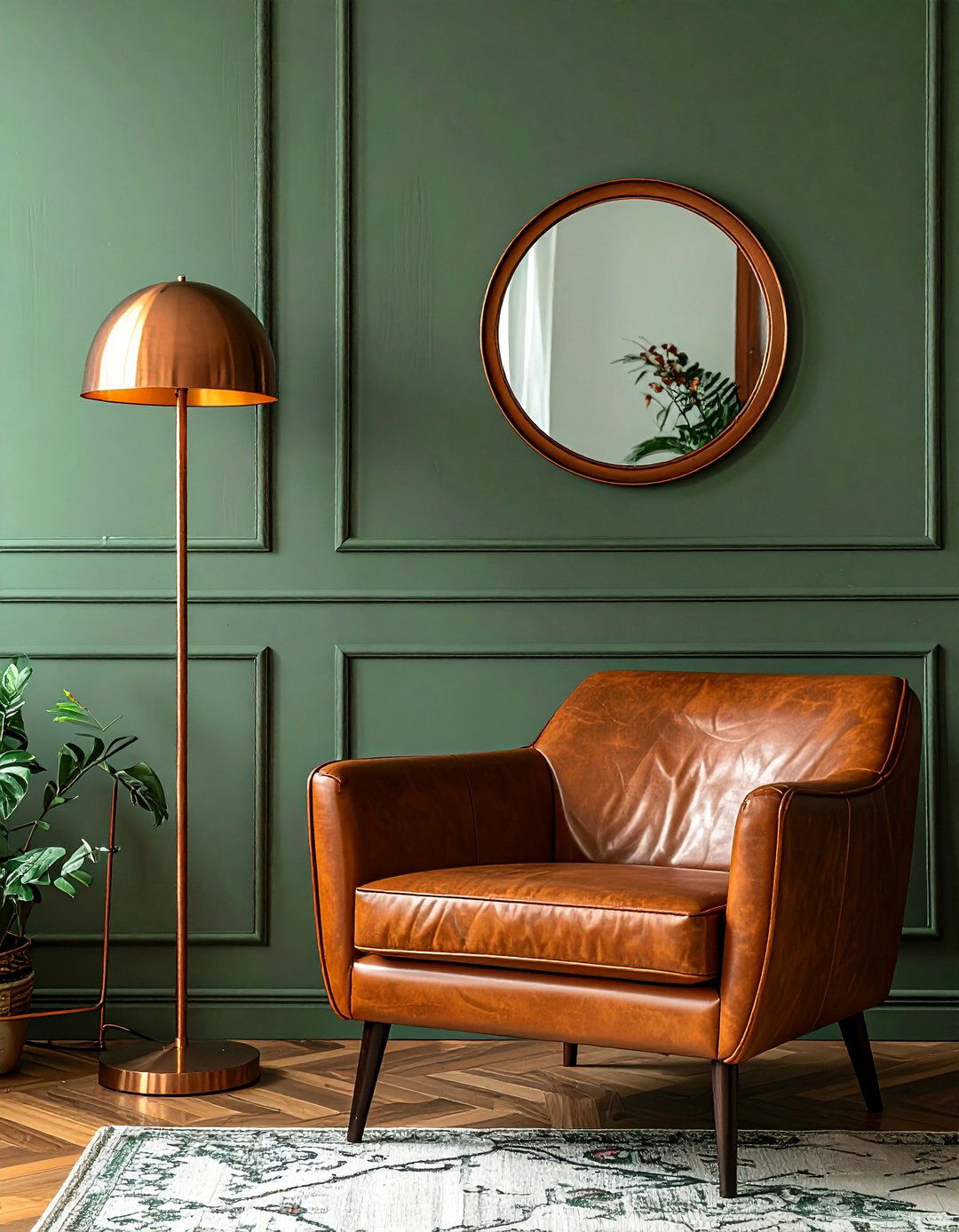 Incorporating Metallic Accents like Bronze and Copper - 20 Sage Green and Brown Living Room Ideas for Balance