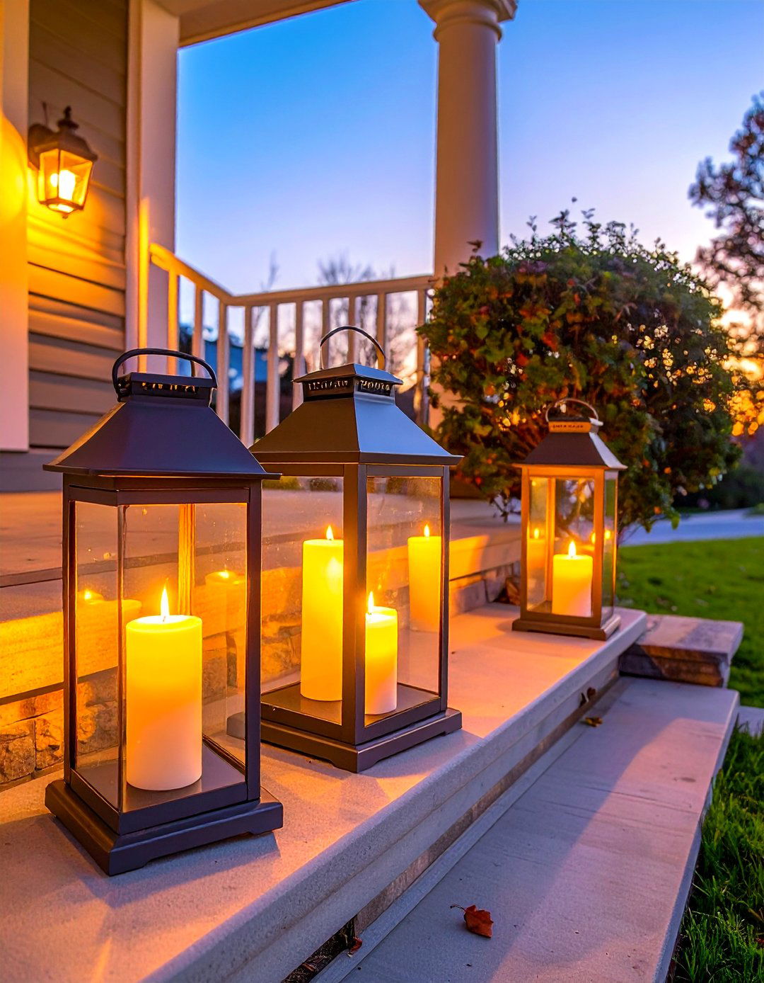 Incorporating Outdoor Safe Candles or Lanterns - 40 Front Porch Ideas to Welcome Guests in Style