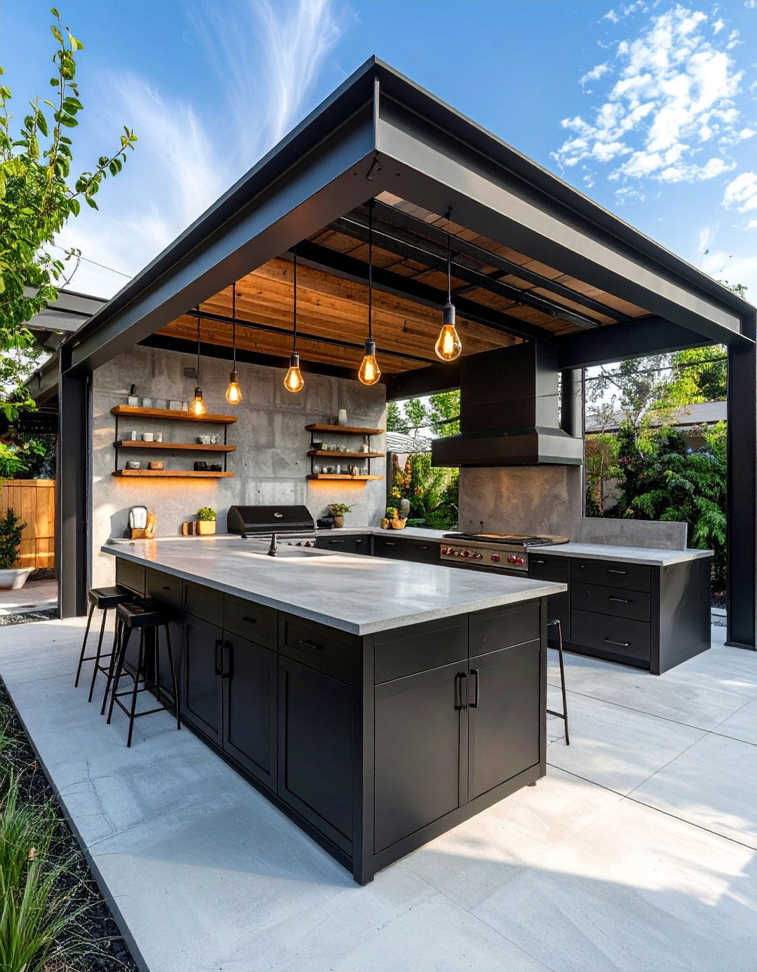 Industrial Loft Style Kitchen - 20 Outdoor Kitchen with a Gazebo Ideas for Entertaining