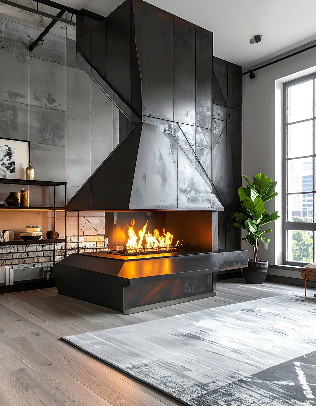 Industrial Metal Accent Features - 40 Modern Fireplace Ideas to Warm Up Your Home