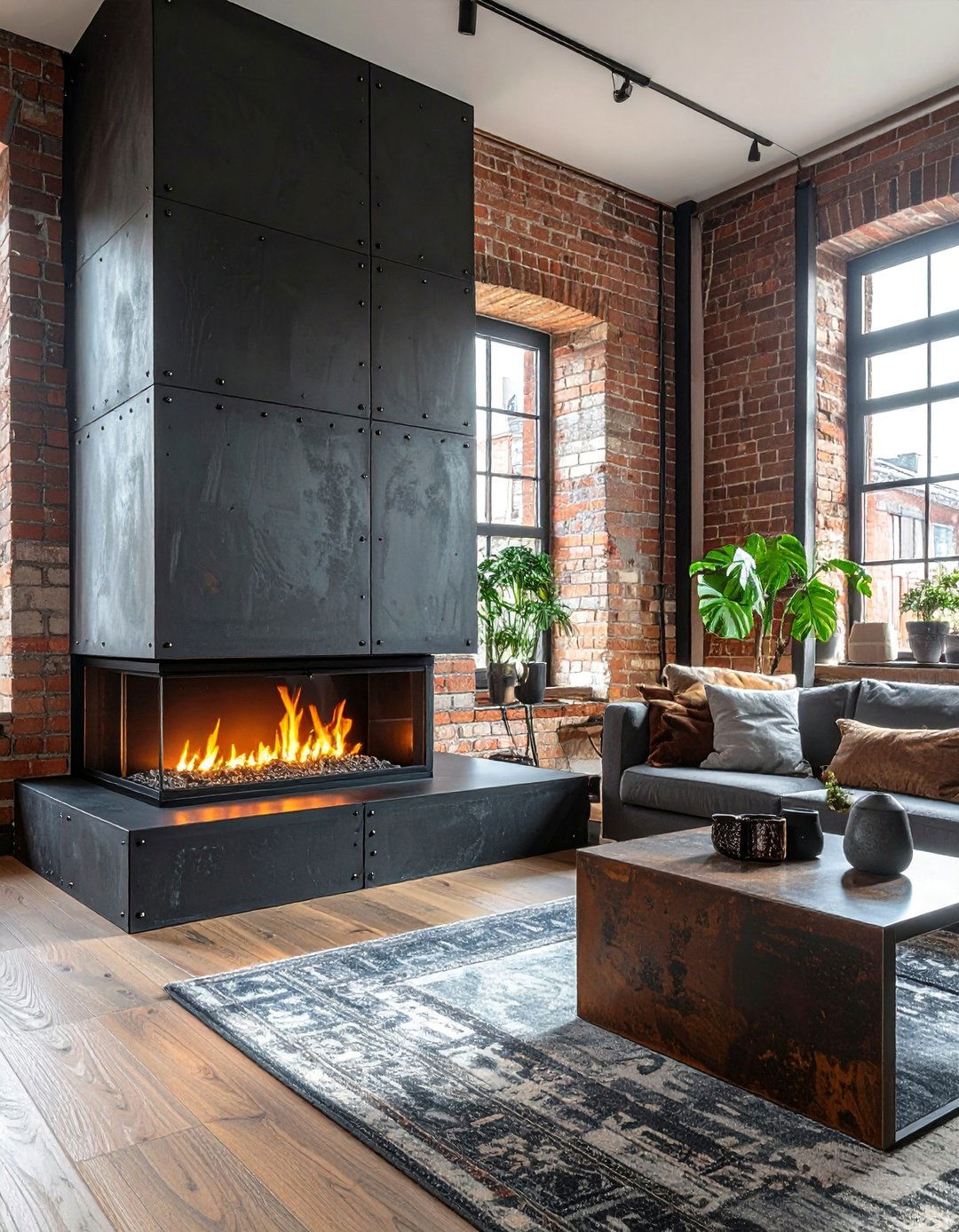 Industrial Metal Corner Fireplace - 25 Corner Fireplace Ideas to Cozy Up Your Living Space