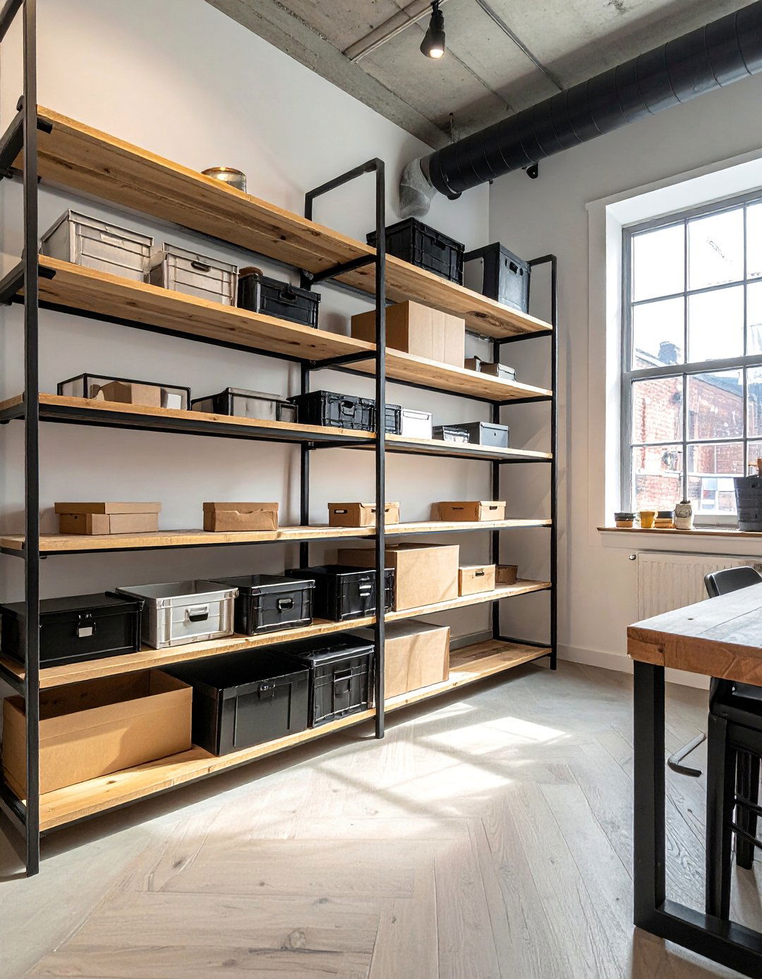 Industrial Pipe Shelving System - 25 Craft Room Ideas for an Organized and Creative Space