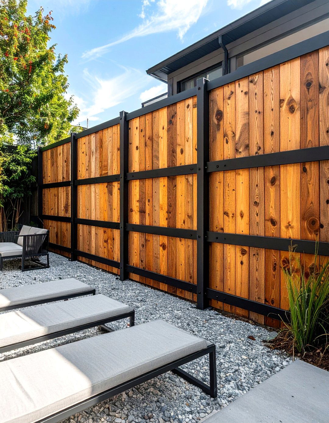 Industrial Pipe and Wood Plank Fence - 25 Metal and Wood Fence Ideas for Your Outdoor Space