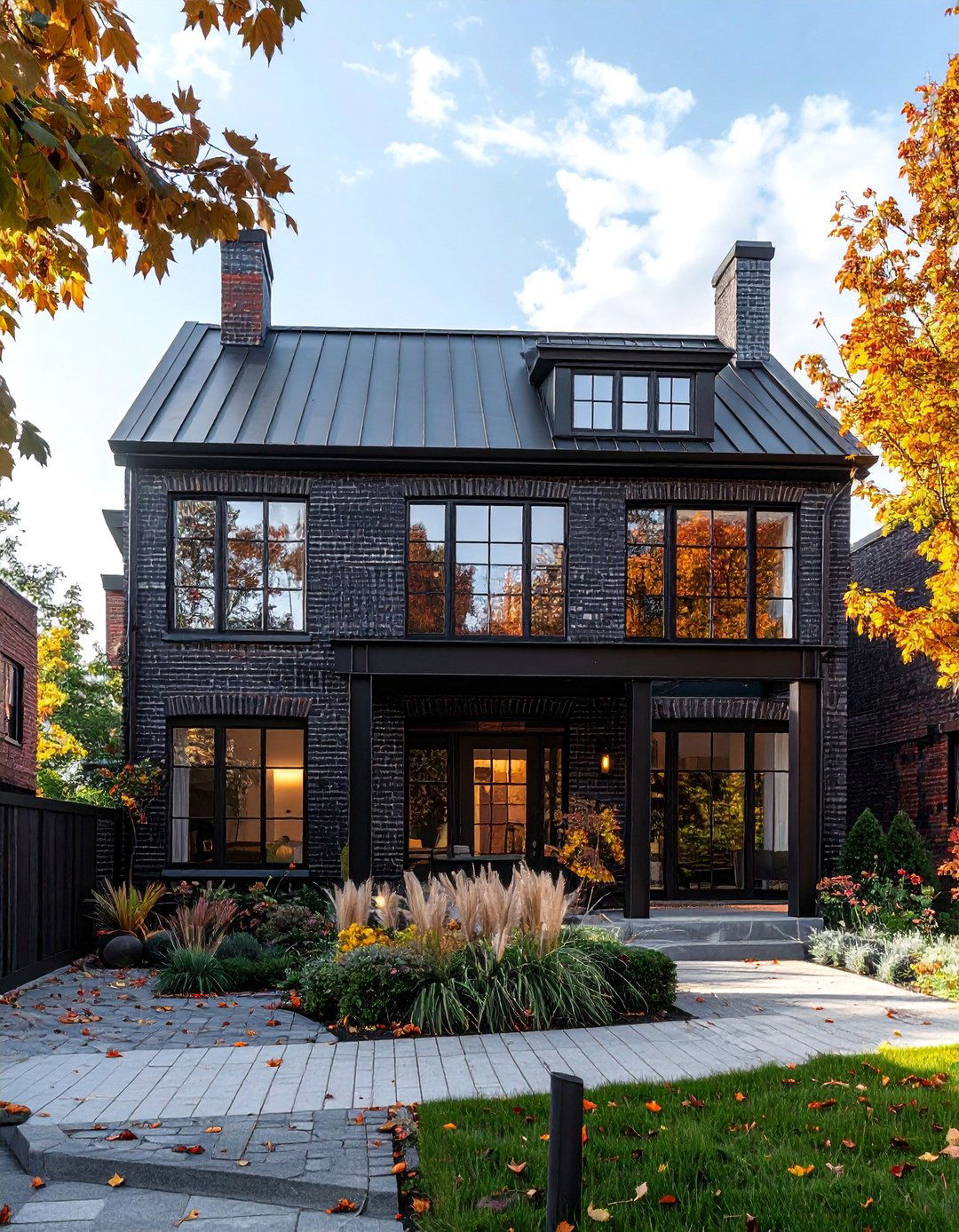 Industrial Style Gray Brick Exterior - 30 Gray Brick Exterior Home Ideas for Modern Elegance