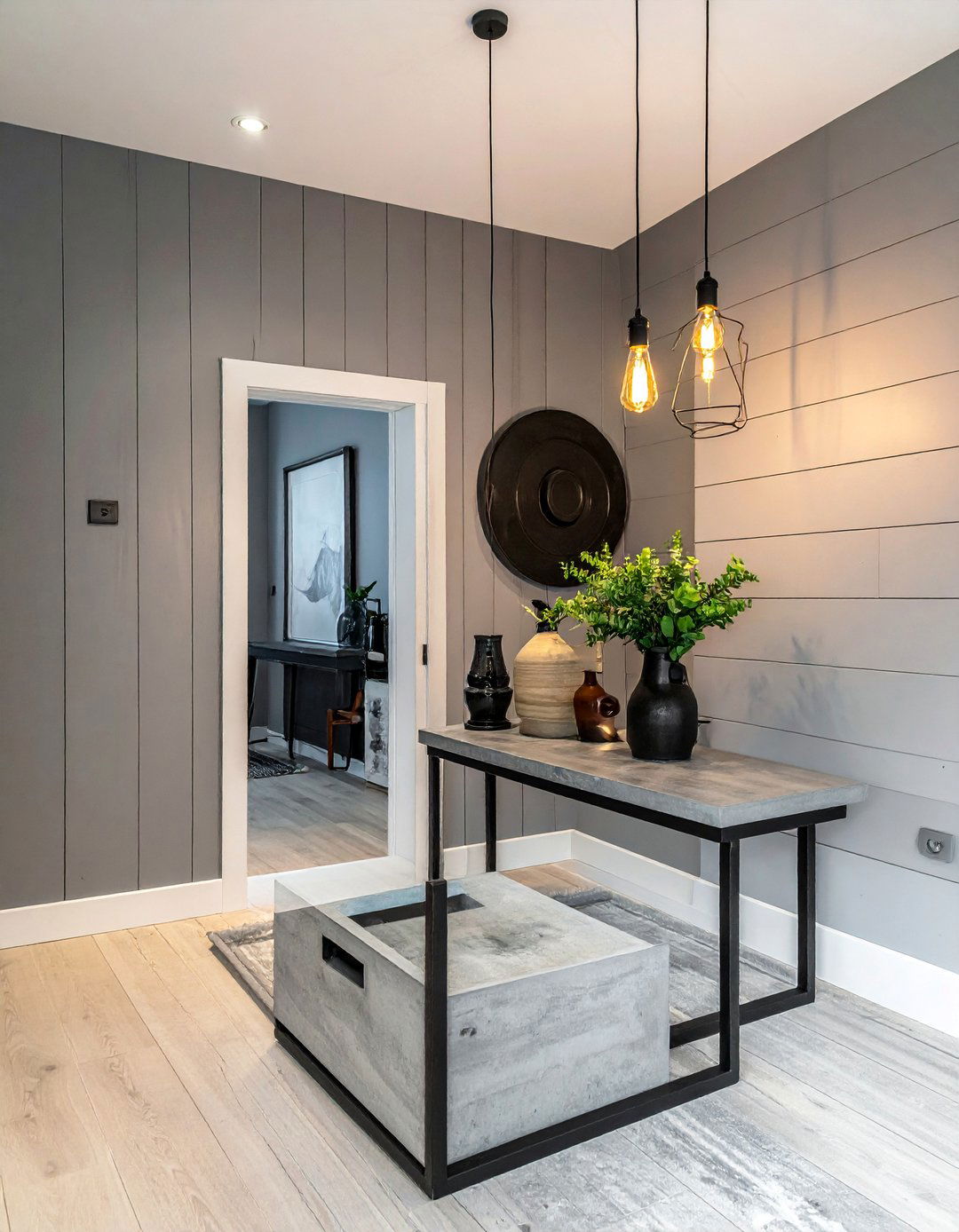 Industrial Style Shiplap Wall Entryway - 25 Shiplap Wall Entryway Ideas to Welcome Guests