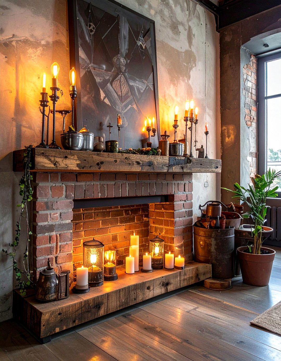 Industrial Urban Edge - 40 Stylish Mantel Decor Ideas for Every Season