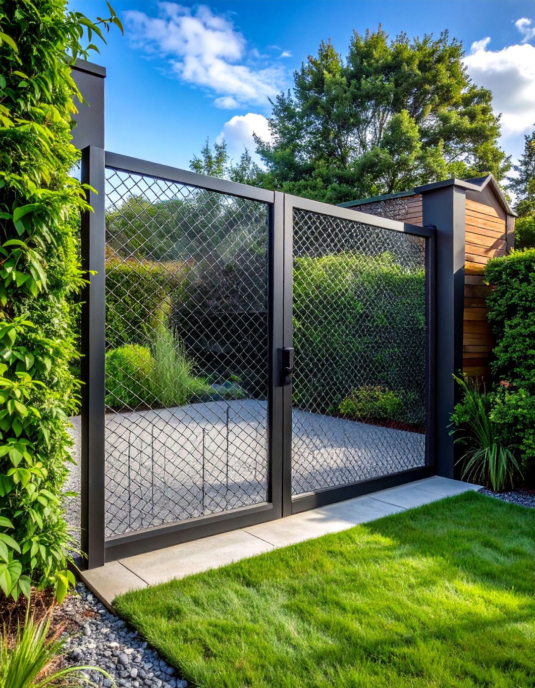 Industrial Wire Mesh Panel Metal Garden Gate - 25 Metal Garden Gate Ideas for a Stylish Entrance