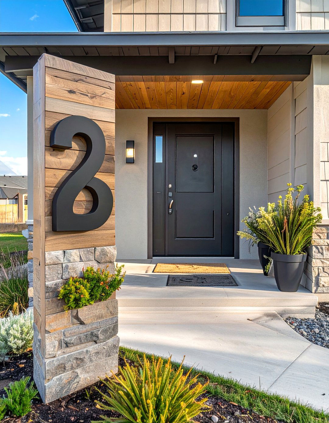 Install Large Modern House Numbers on Your Ranch Home - 40 Curb Appeal Inspiration Ideas for Ranch Homes