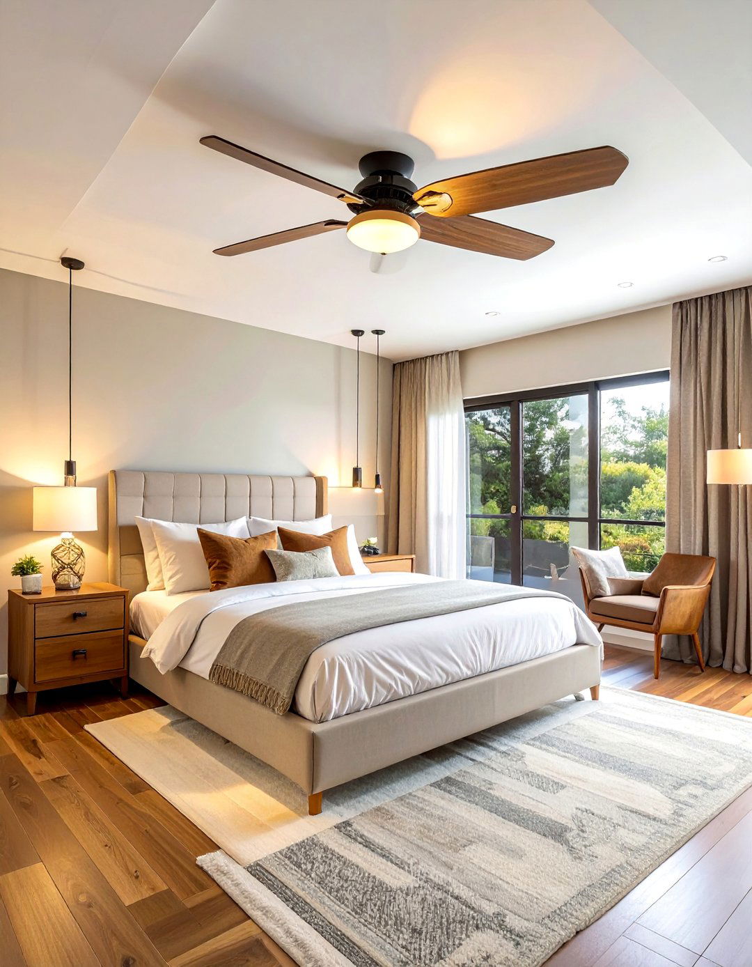 Installing a Ceiling Fan with a Light Kit - 40 Cozy Bedroom Ideas for a Relaxing Retreat