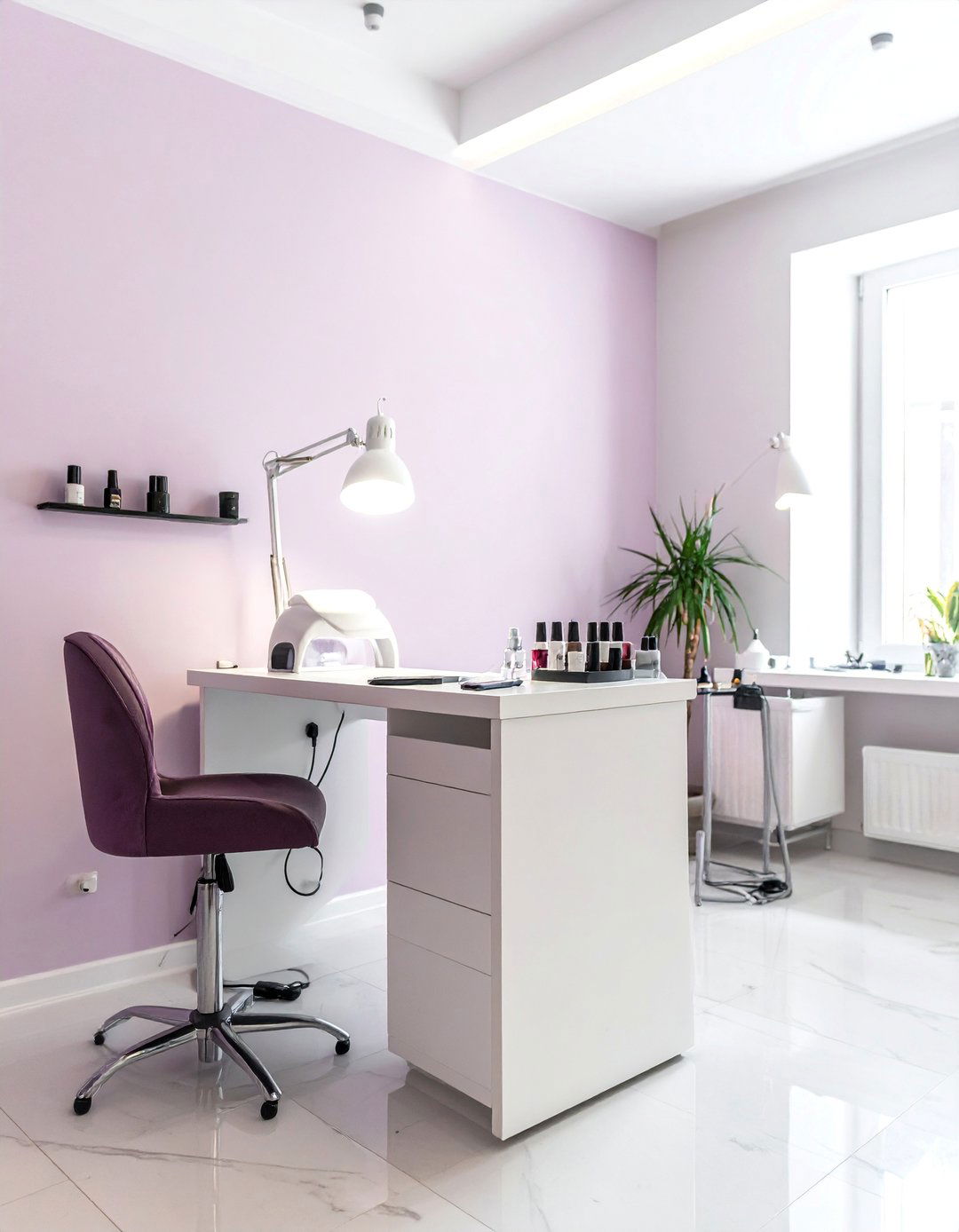 Integrated Client Tech Station Nail Salon Design - 30 Nail Salon Interior Design Ideas for a Chic Look