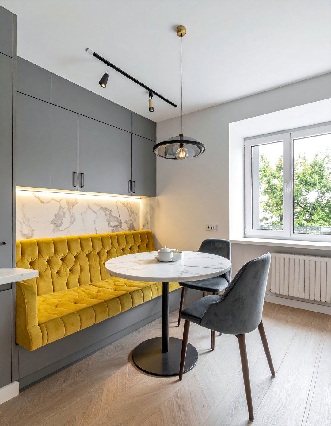 Integrated Dining Nook Modern Townhouse Kitchen - 15 Modern Townhouse Kitchen Ideas for Stylish Living