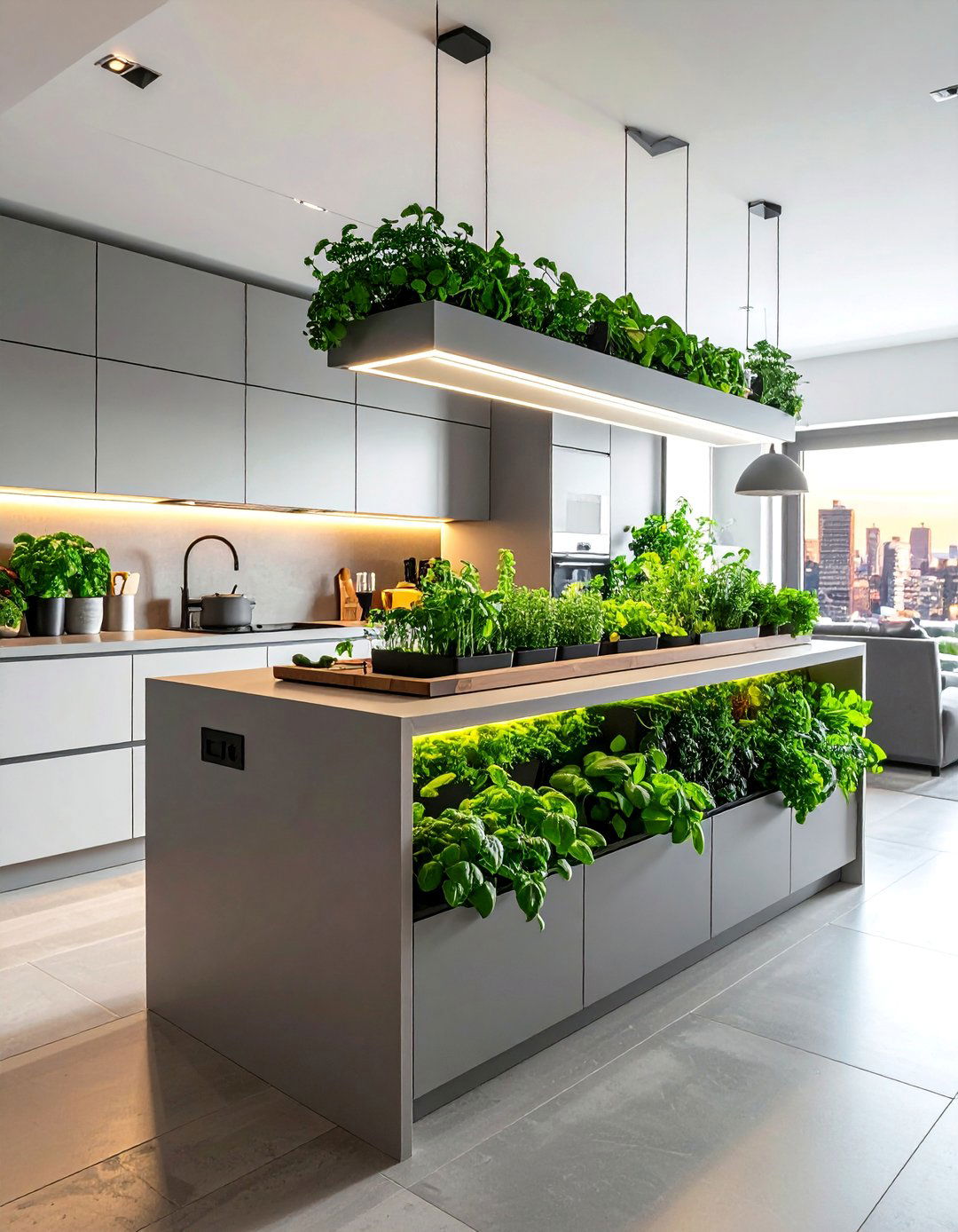 Integrated Herb Garden Station - 40 Kitchen Island Ideas for Spacious Kitchens