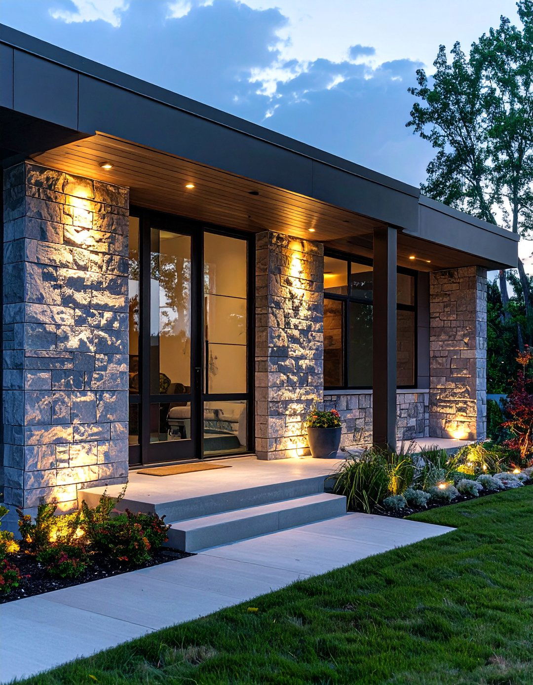 Integrated Wall Washer Fixtures - 20 Front Porch Lighting Ideas to Enhance Your Home's Curb Appeal