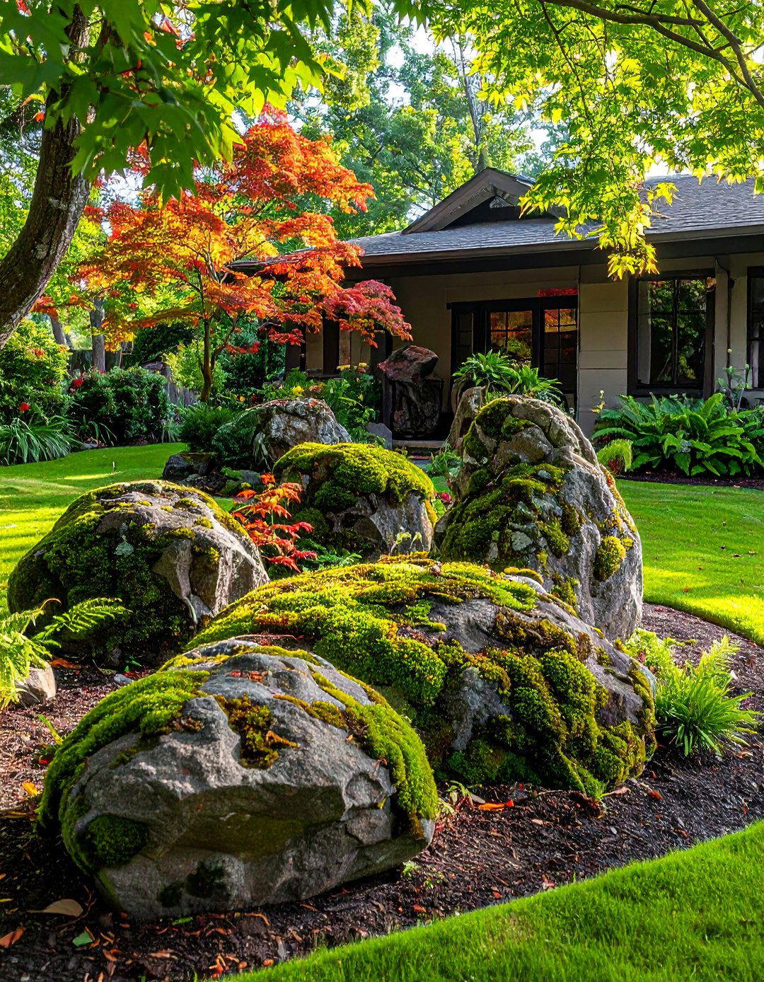 Integrating Boulders into Ranch House Landscaping - 30 Ranch House Landscaping Ideas for Curb Appeal