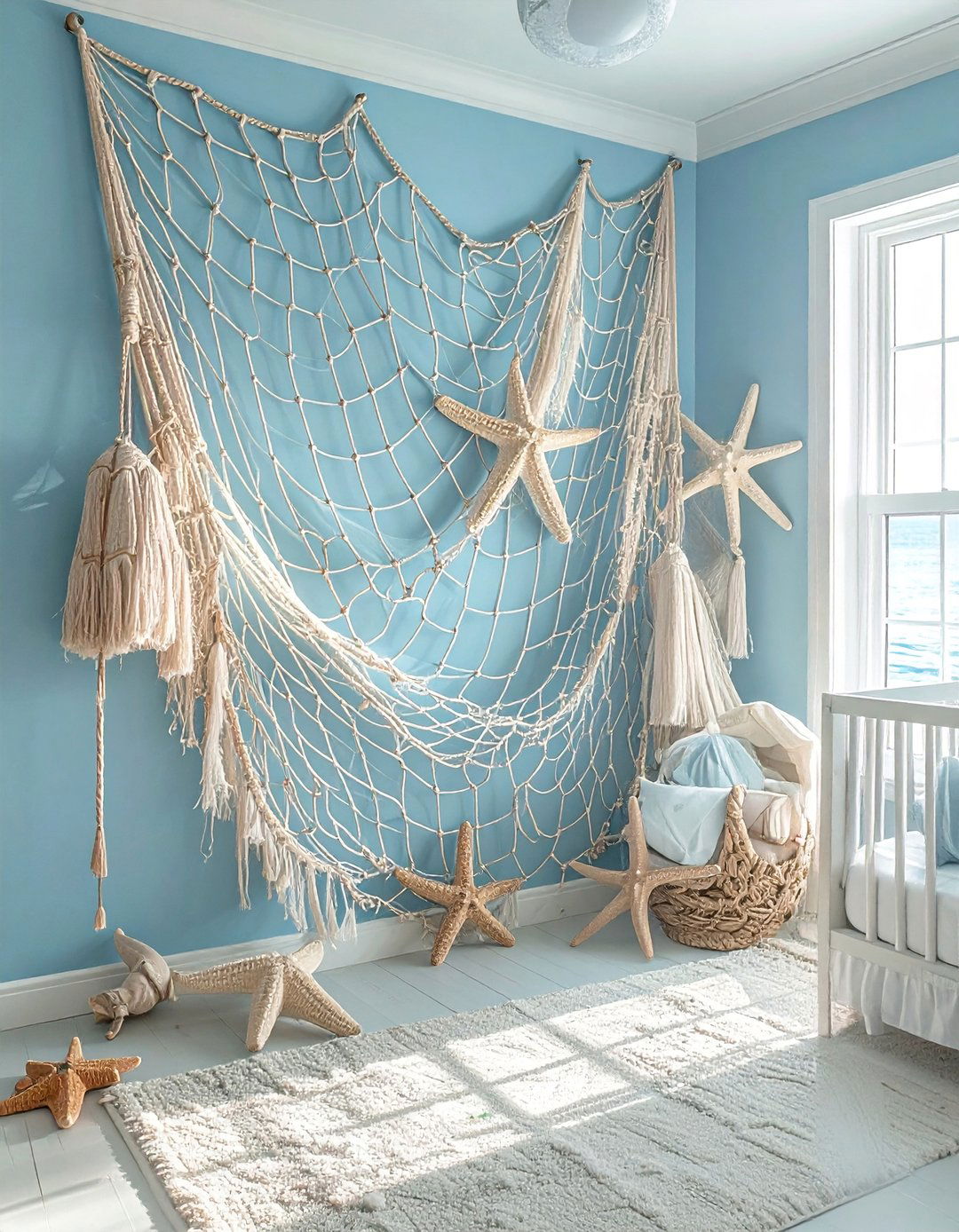 Integrating Fishing Net for Textural Decor - 25 Nautical Nursery Ideas for a Coastal-Themed Baby Room