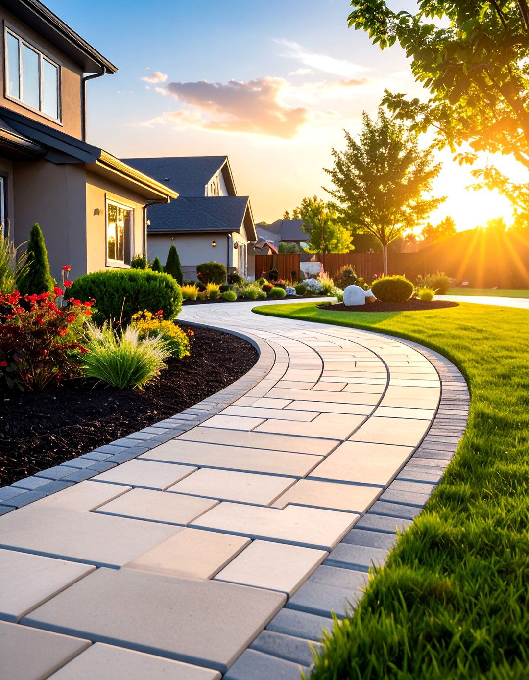 Interlocking Paver Borders - 30 Driveway Edging Ideas to Enhance Your Curb Appeal