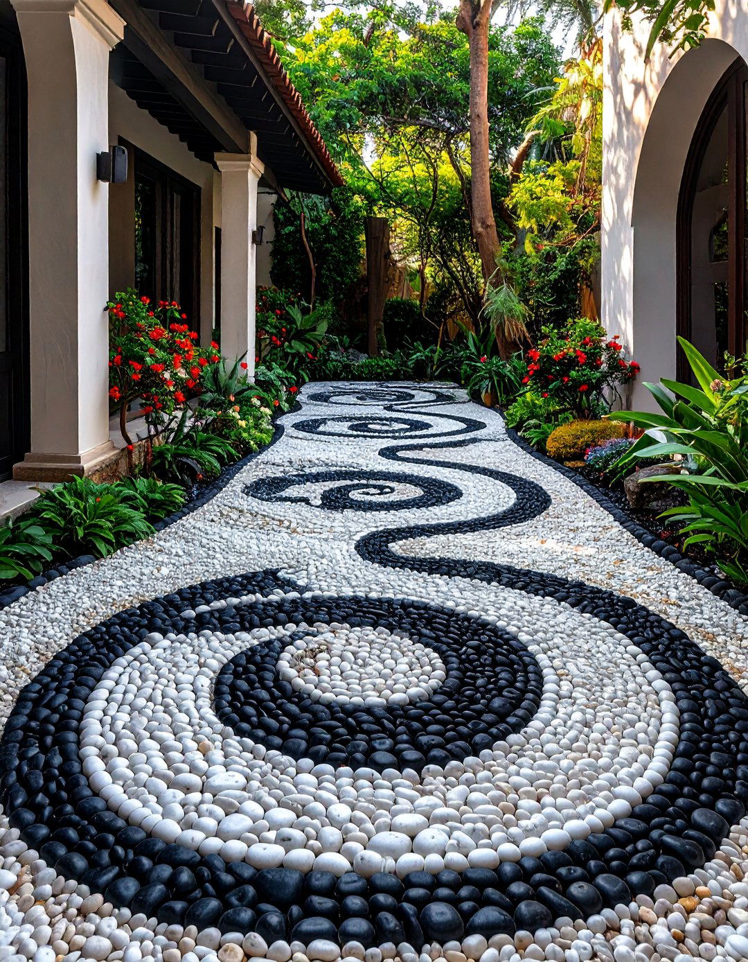 Intricate Mosaic Pebble Garden Path - 30 Garden Path Ideas to Enhance Your Outdoor Space