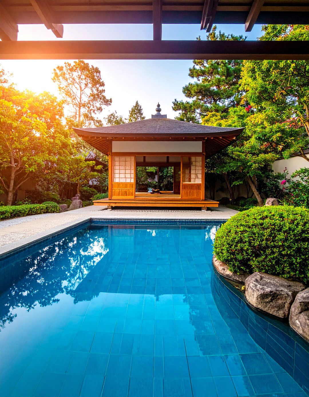 Japanese Tea House Pool Gazebo - 15 Pool Gazebo Ideas for a Relaxing Backyard Retreat