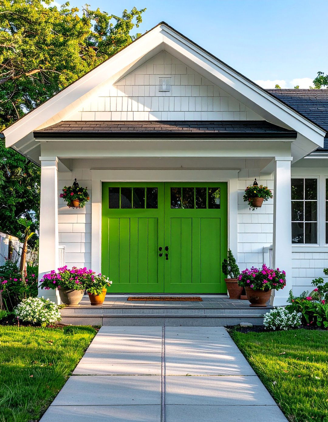 Kelly Green Garage Door for a Cheerful Vibe - 20 Green Garage Door Ideas to Boost Curb Appeal