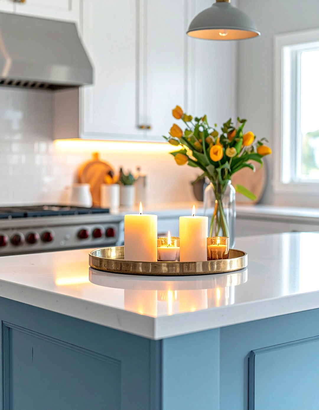 Kitchen Island Candle Styling - 15 Decorating With Candles Ideas for a Warm and Inviting Home