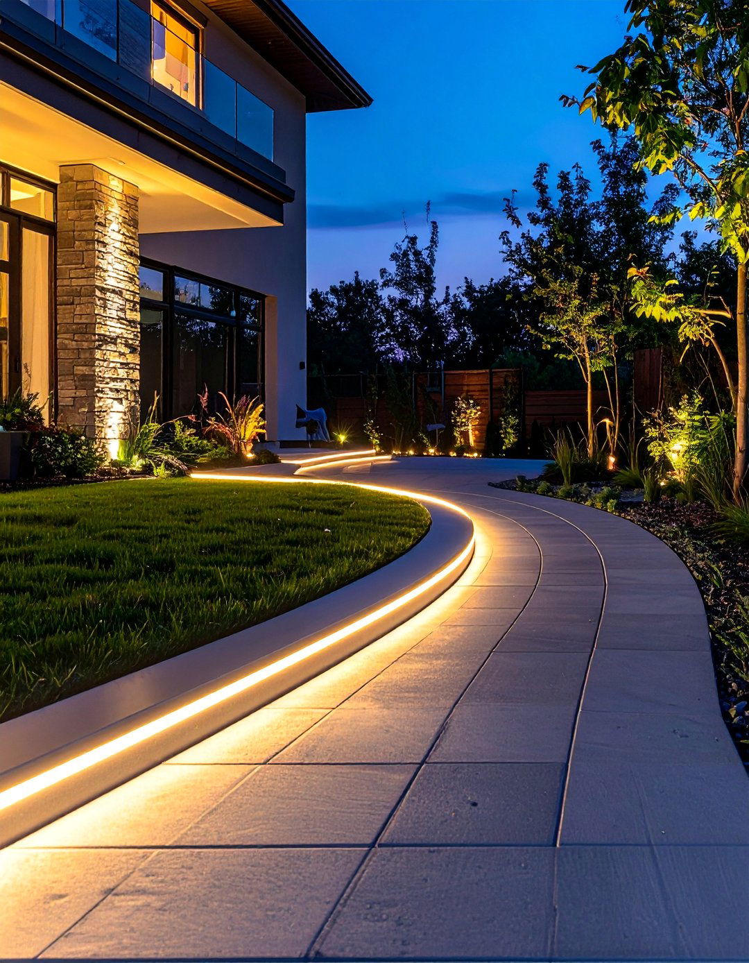 LED Lit Edging Systems - 30 Driveway Edging Ideas to Enhance Your Curb Appeal