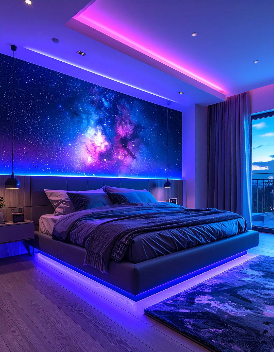 LED Strip Lighting for a Cosmic Glow - 20 Galaxy Space-themed Bedroom Ideas for Dreamers