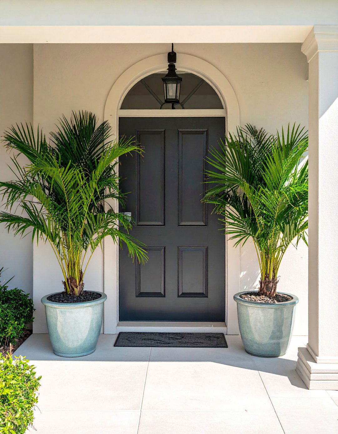 Lady Palms for a Shady Elegant Entryway - 35 Front Yard Palm Tree Landscape Design Ideas