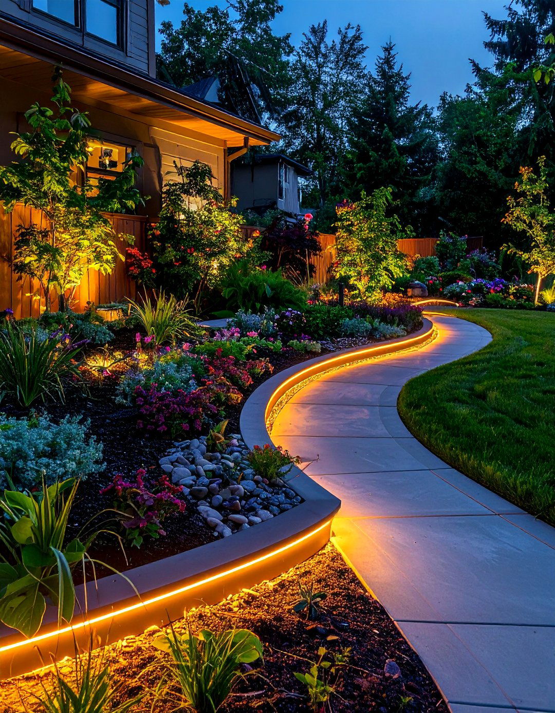 Landscape Border Illumination - 40 Backyard Lighting Ideas to Illuminate Your Space