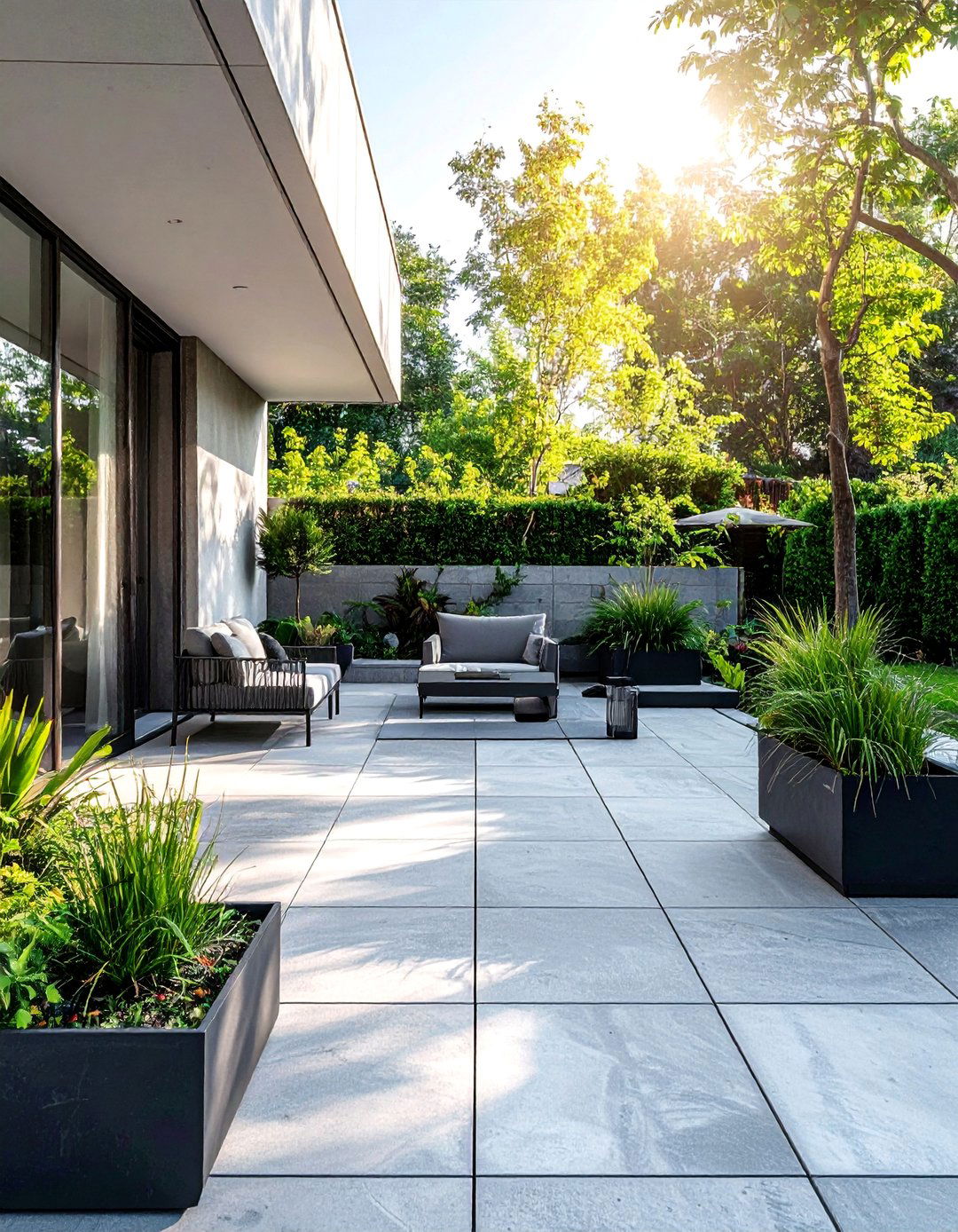 Large Format Concrete Paver Patio - 25 Concrete Landscaping Ideas for Modern Outdoor Spaces