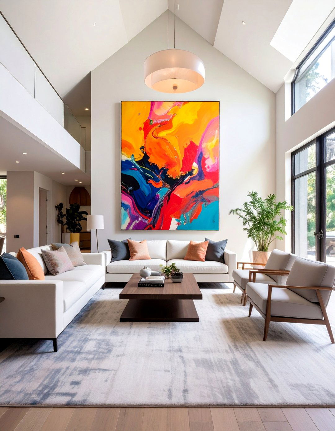 Large Scale Artwork for a Vaulted Ceiling Living Room - 20 Open Concept Vaulted Ceiling Living Room Ideas