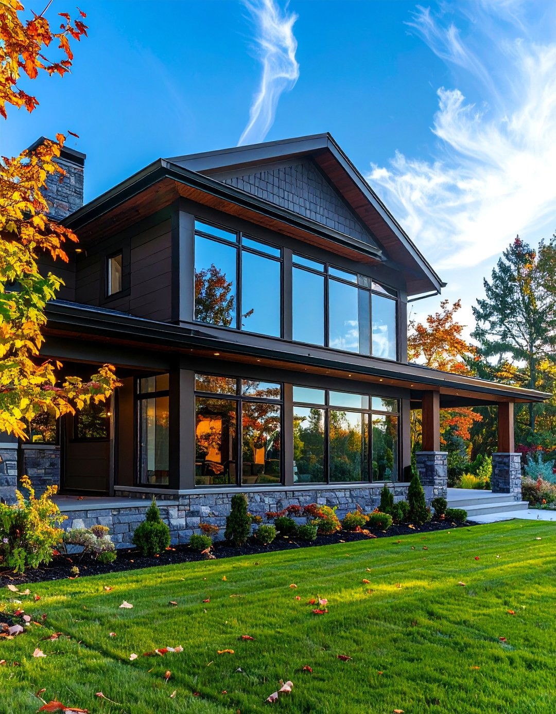 Large Unadorned Windows on a Transitional Home Exterior - 30 Transitional Home Exterior Ideas for Modern Appeal