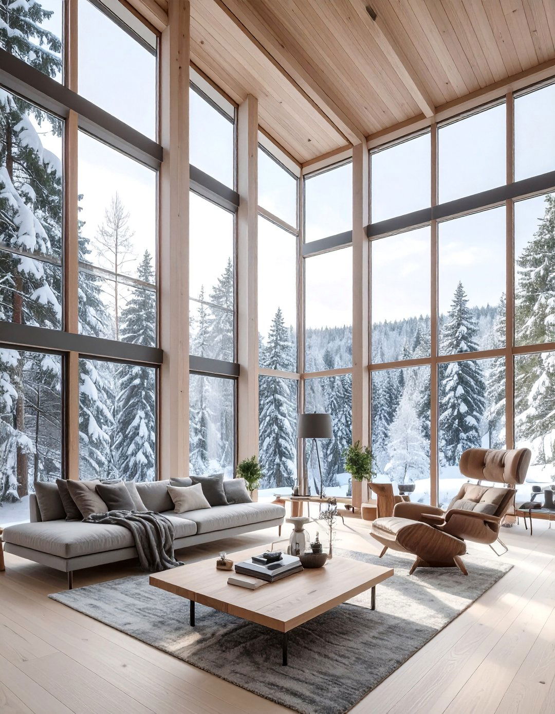 Large Unadorned Windows to Maximize Natural Light - 30 Rustic Scandinavian Living Room Ideas for a Cozy Vibe